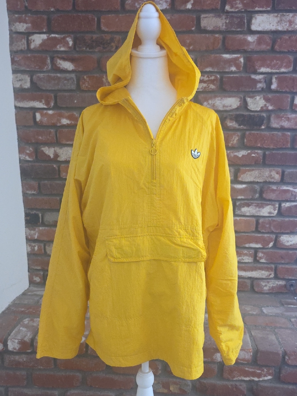 Lightweight adidas Yellow Mesh Hooded Jacket with Logo Tag